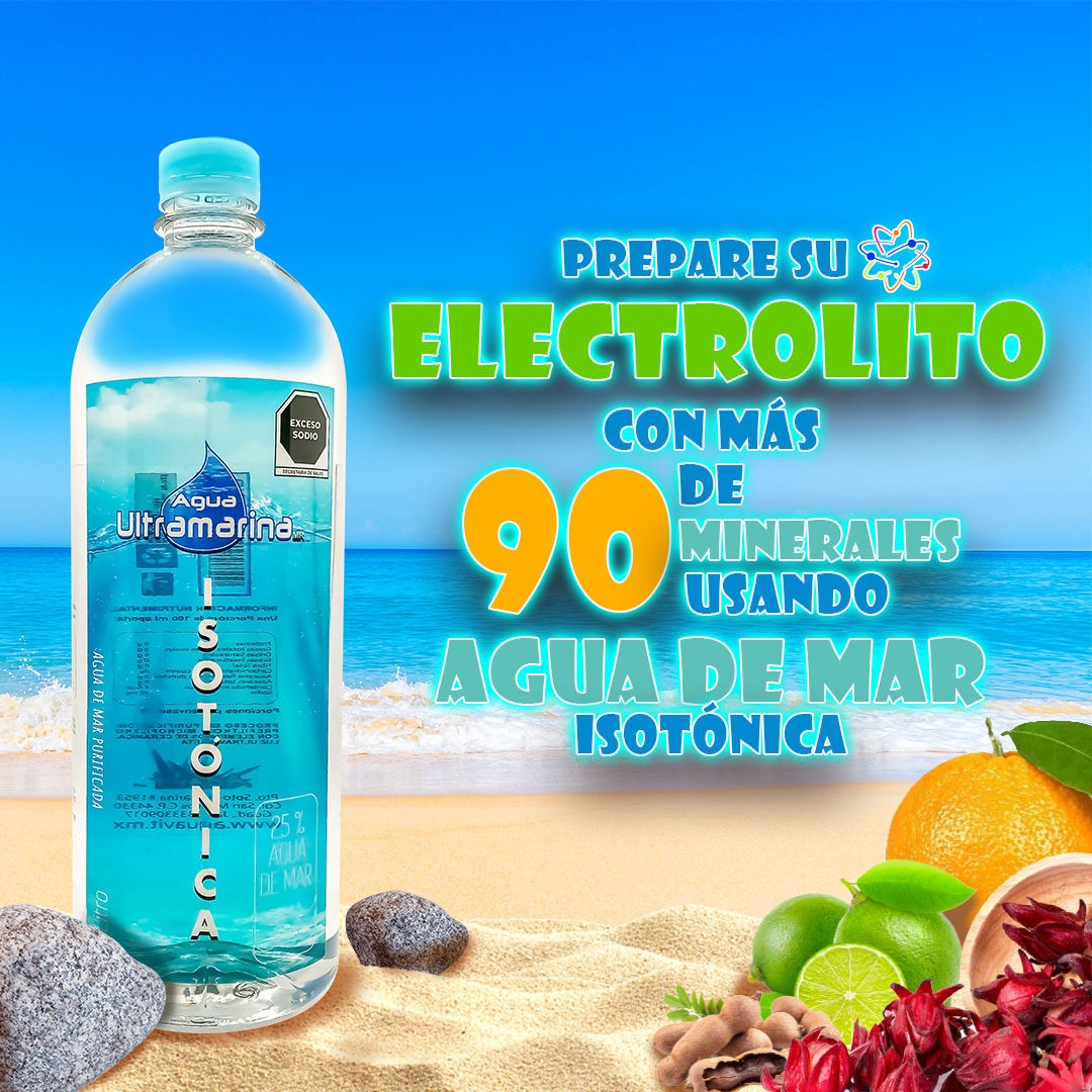 agua de mar, agua purificada, Electrolito con mas de 90 minerales,